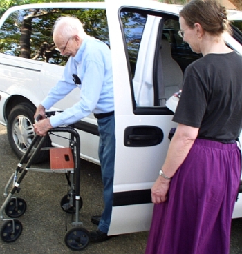 Dad using walker