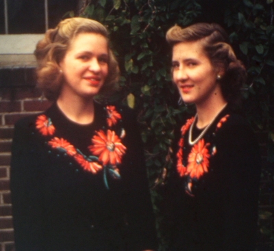 Katch and Dorothy in fancy dresses